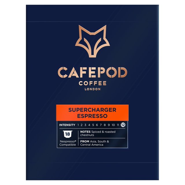 CafePod Supercharger Espresso Nespresso Compatible Aluminium Coffee Pods, 18 Per Pack
