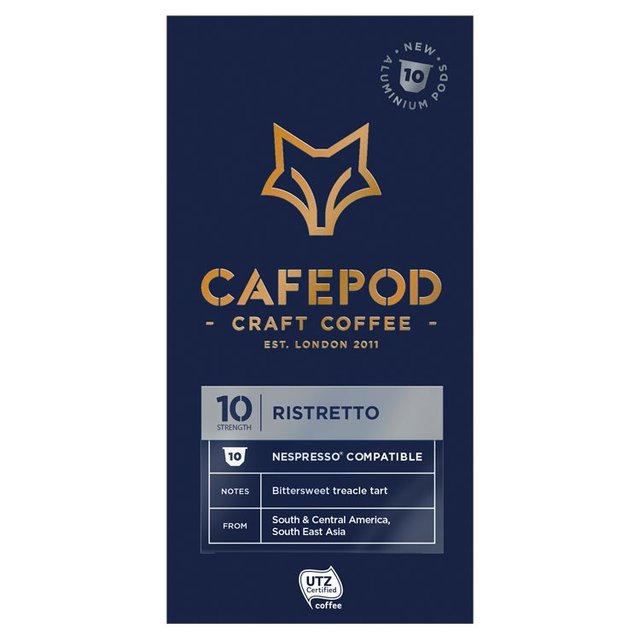 CafePod Ristretto Nespresso Compatible Aluminium Coffee Pods, 10 Per Pack