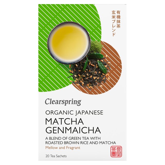 Clearspring Organic Japanese Matcha Genmaicha Green Tea Teabags, 20 Per Pack