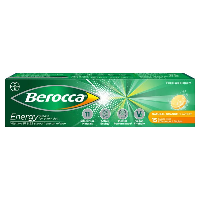 Berocca Orange Energy Vitamin Effervescent Tablets, 15 Per Pack