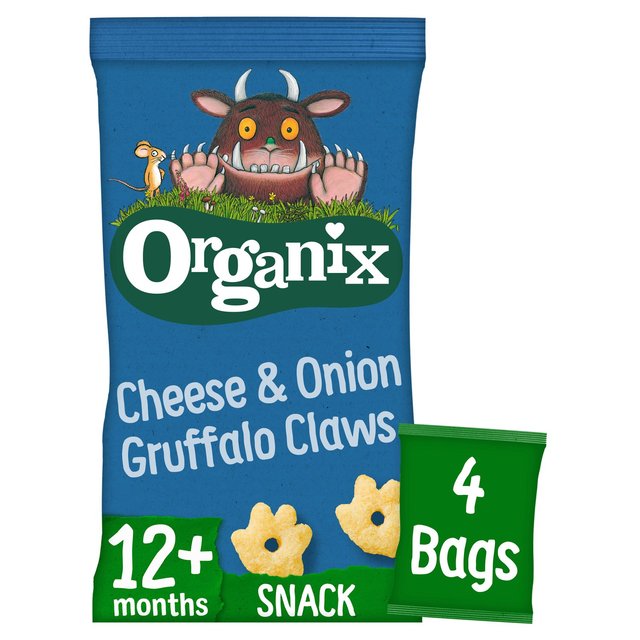 Organix Cheese & Onion Organic Gruffalo Claws, 12 Mths+ Multipack, 4 x 15g