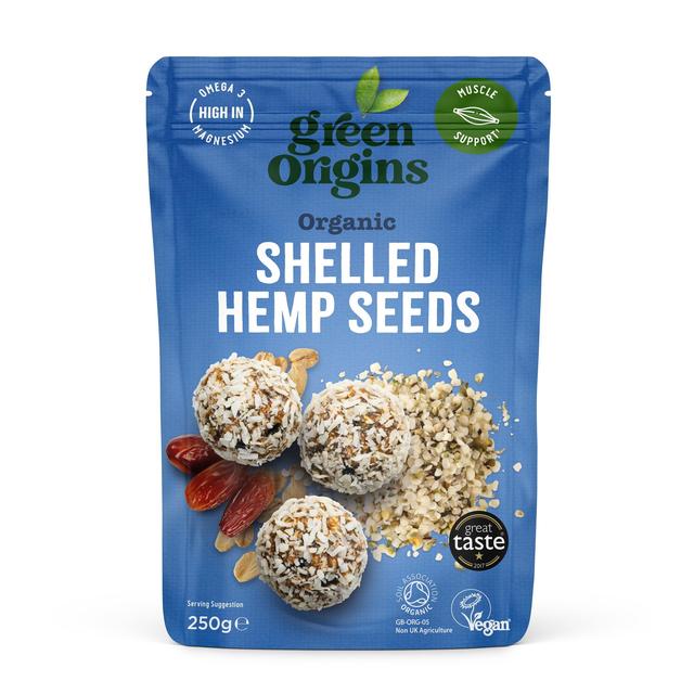 Green Origins Organic Raw Shelled Hemp Seeds, 250g