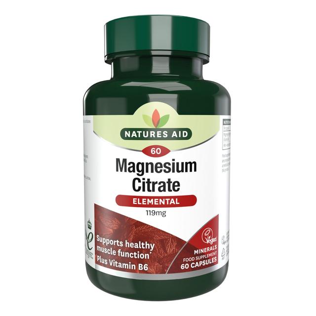 Natures Aid Magnesium Citrate Supplement Capsules 119mg, 60 Per Pack