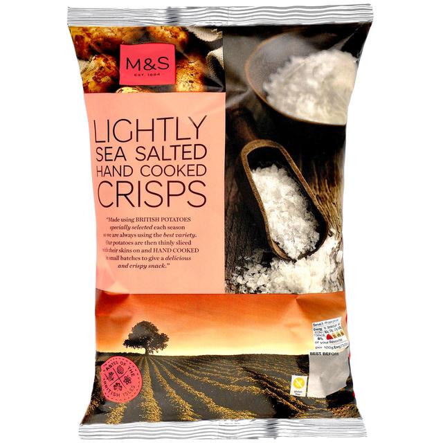 M & S Lightly Sea Salted Hand Cooked Crisps, 150g