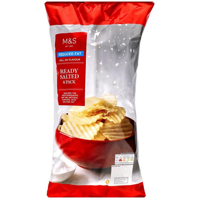 M & S Reduced Fat Ready Salted Crisps Multipack, 6 Per Pack