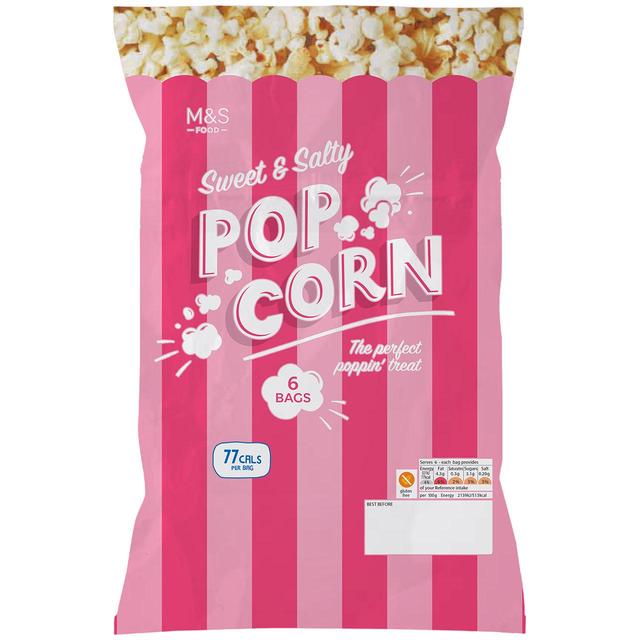 M & S Sweet & Salty Popcorn Multipack, 6 per Pack