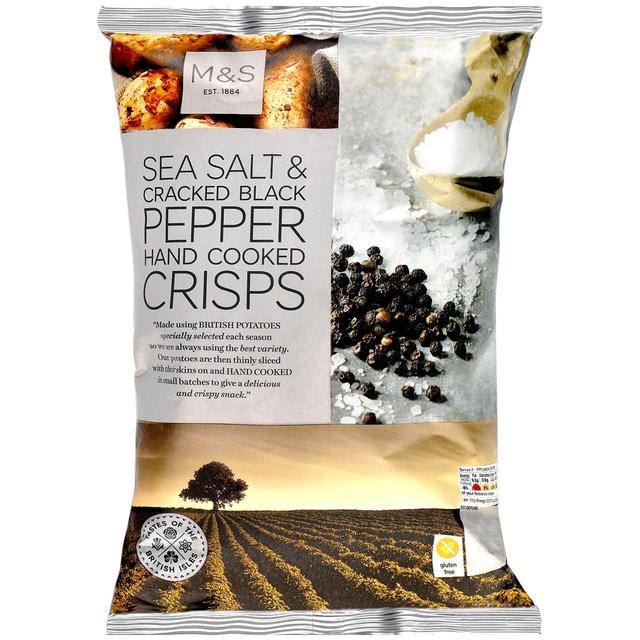 M & S Sea Salt & Cracked Black Pepper Crisps, 150g