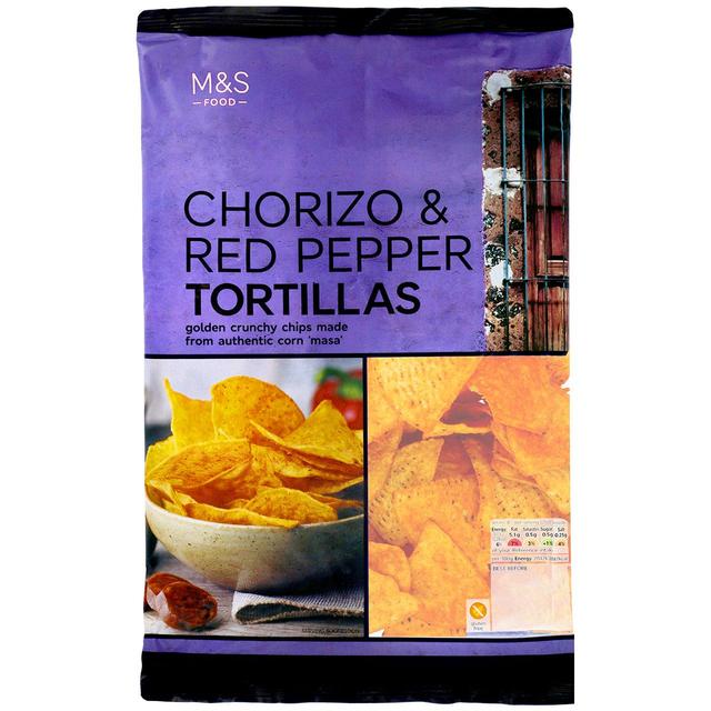M & S Chorizo & Red Pepper Tortilla Chips, 200g
