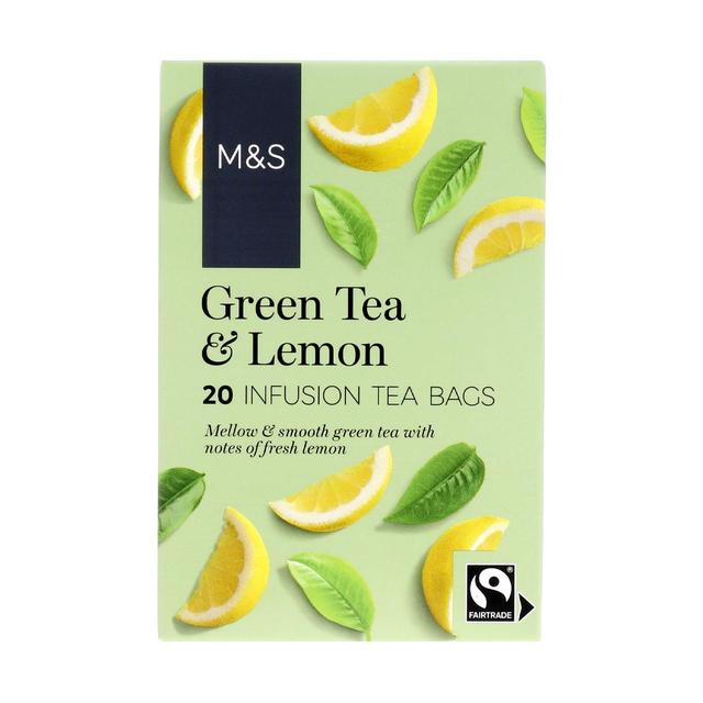 M & S Fairtrade Green Tea With Lemon Tea Bags, 20 Per Pack