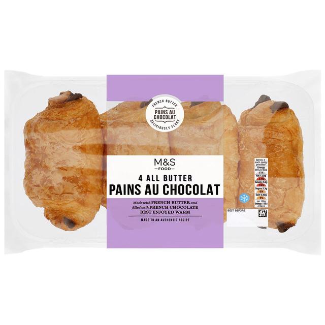M & S All Butter Pain Au Chocolat, 4 Per Pack