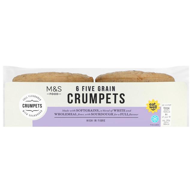 M & S Ultimate Five Grain Crumpets, 6 Per Pack