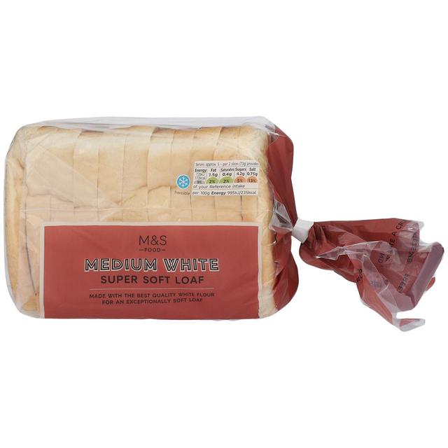 M & S Super Soft White Medium Sliced Bread Loaf, 400g