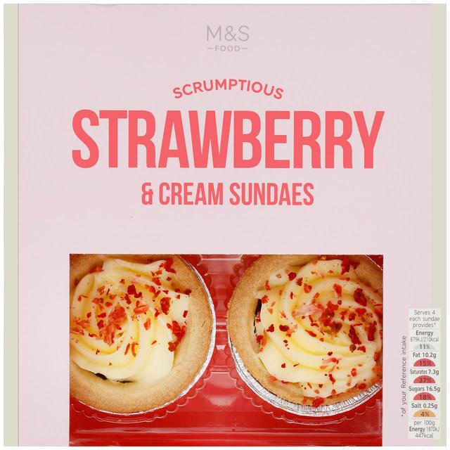 M & S Strawberry & Clotted Cream Sundaes, 4 Per Pack