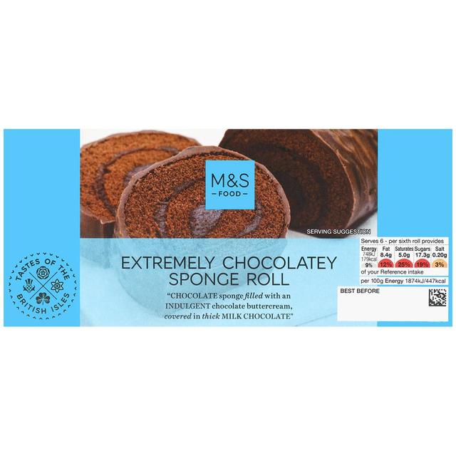 M & S Extremely Chocolatey Sponge Roll, 240g