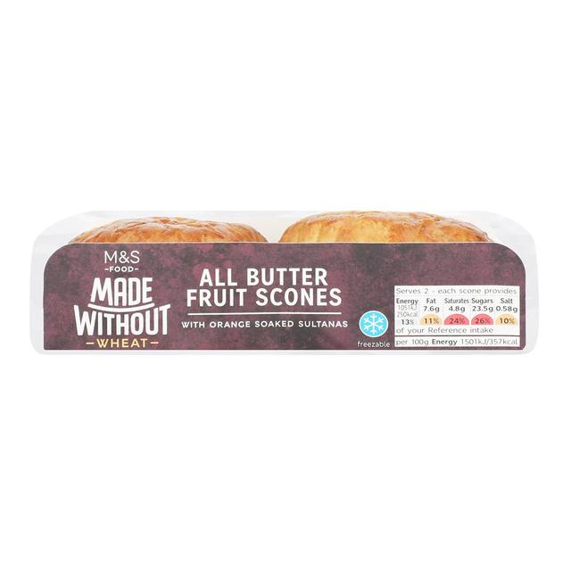 M & S Made Without All Butter Fruit Scones, 2 Per Pack