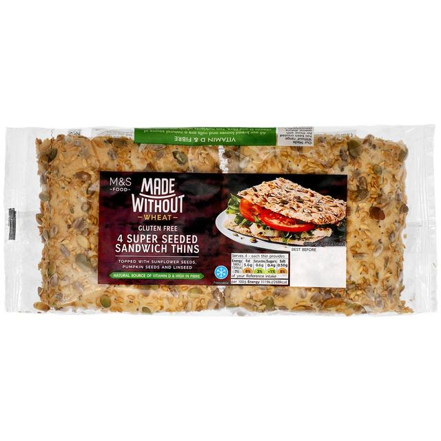 M & S Made Without Seeded Sandwich Thins, 4 Per Pack