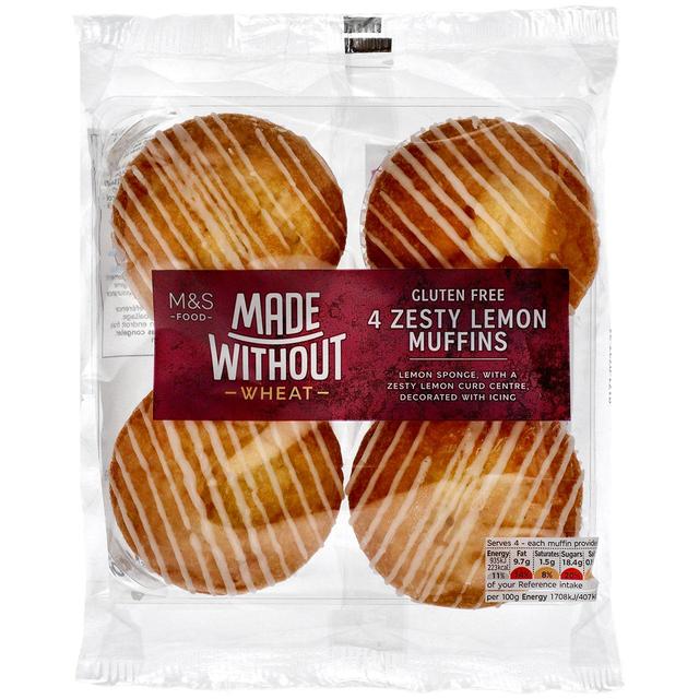 M & S Made Without Zesty Lemon Muffins, 4 Per Pack