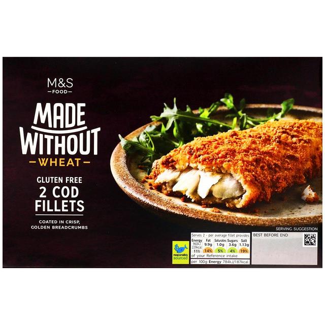 M & S Made Without 2 Cod Fillets Frozen, 245g