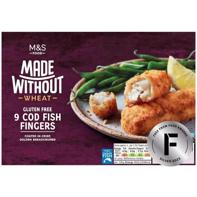 M & S Made Without 9 Cod Fish Fingers Frozen, 345g