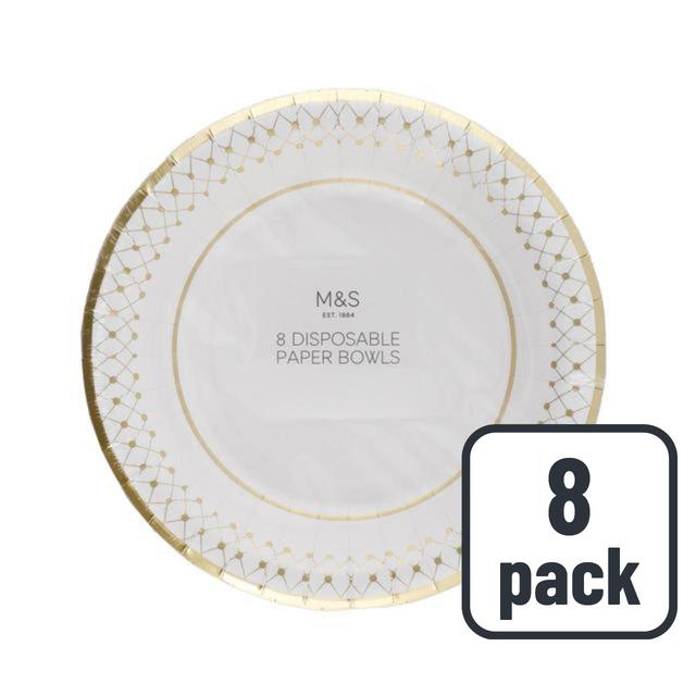 M & S Disposable Paper Bowls, 8 Per Pack