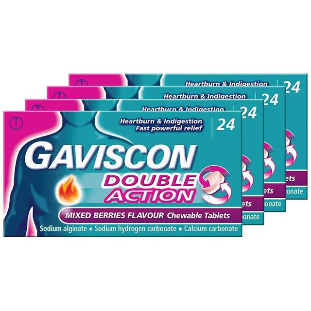 Gaviscon Double Action Heartburn & Indigestion Mixed Berries Tablets, 96 Per Pack