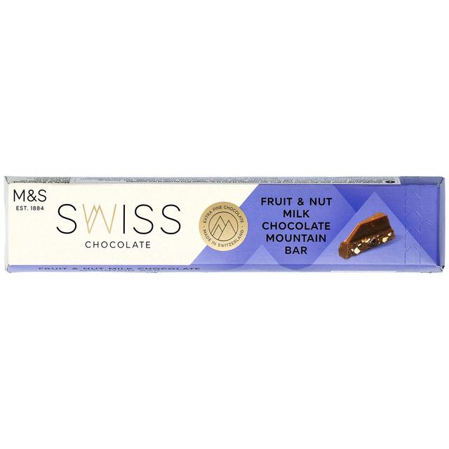 M & S Swiss Fruit & Nut Milk Chocolate Mountain Bar, 100g