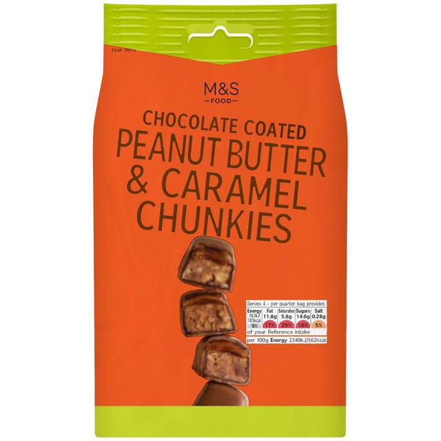M & S Chocolate Coated Peanut Butter & Caramel Chunkies, 130g