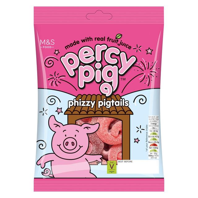 M & S Percy Pig Phizzy Pigtails, 170g