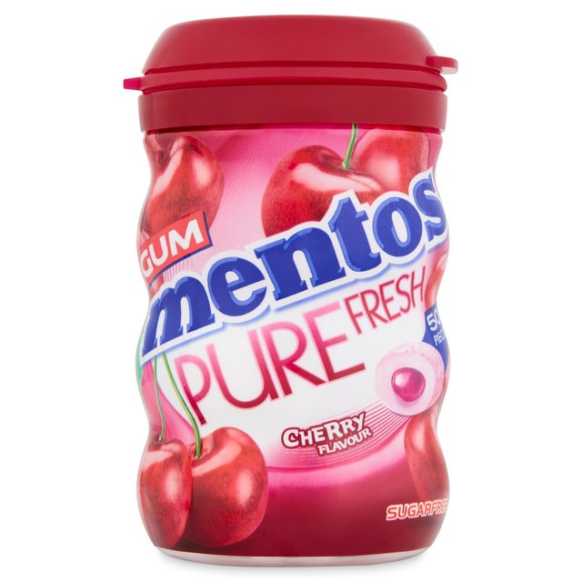 Mentos Pure Fresh Cherry Sugar Free Chewing Gum Bottle, 50 Per Pack