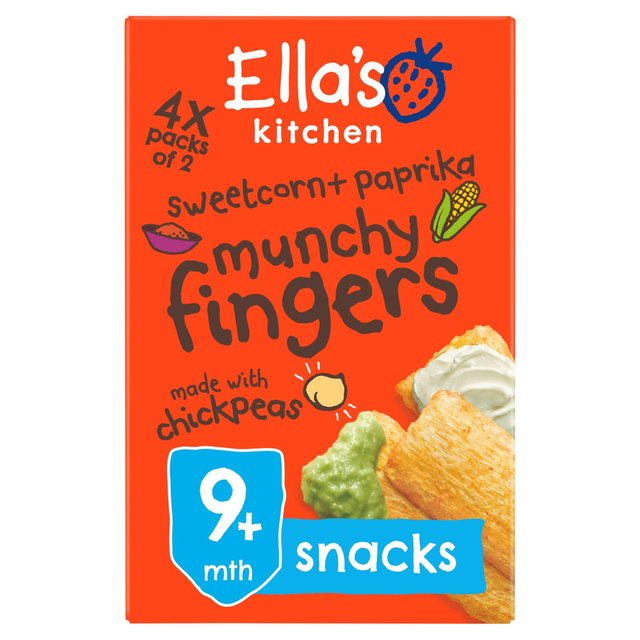 Ella’s Kitchen Sweetcorn Paprika Munchy Fingers Multipack Baby 9+Months, 48g