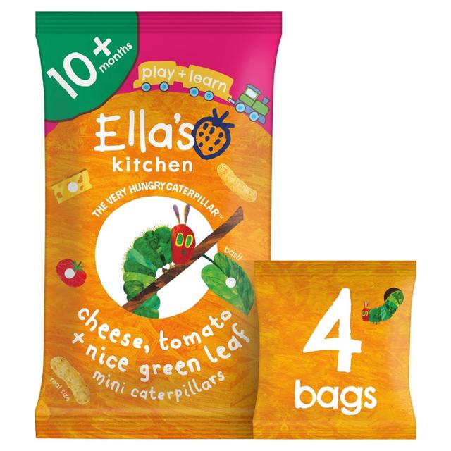 Ella’s Kitchen Cheese, Tmto + Bsl Mini Puffs Multipack Baby Snack 10+Months, 4 x 8g