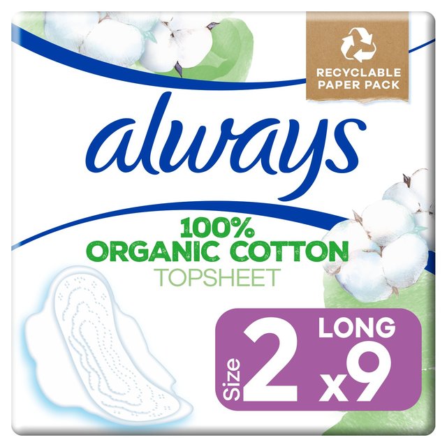 Always Organic Cotton Protection Ultra Long, Size 2, Wings Sanitary Towels