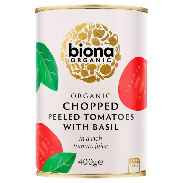 Biona Organic Chopped Tomatoes With Fresh Basil, 400g