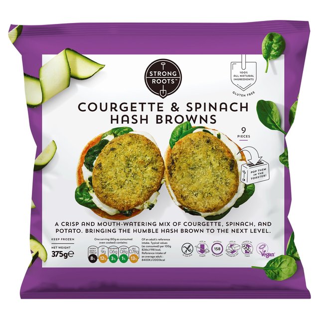 Strong Roots Courgette & Spinach Hash Browns, 375g