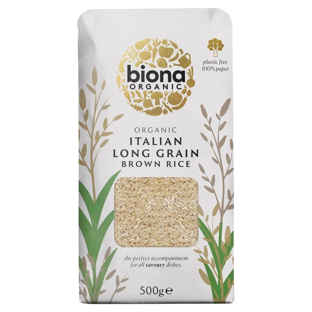 Biona Organic Long Grain Italian Brown Rice, 500g