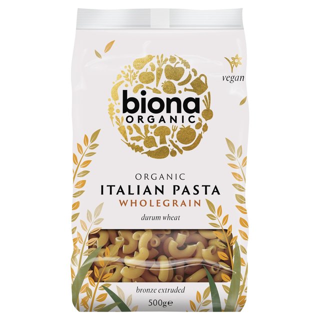 Biona Organic Whole Macaroni Pasta, 500g