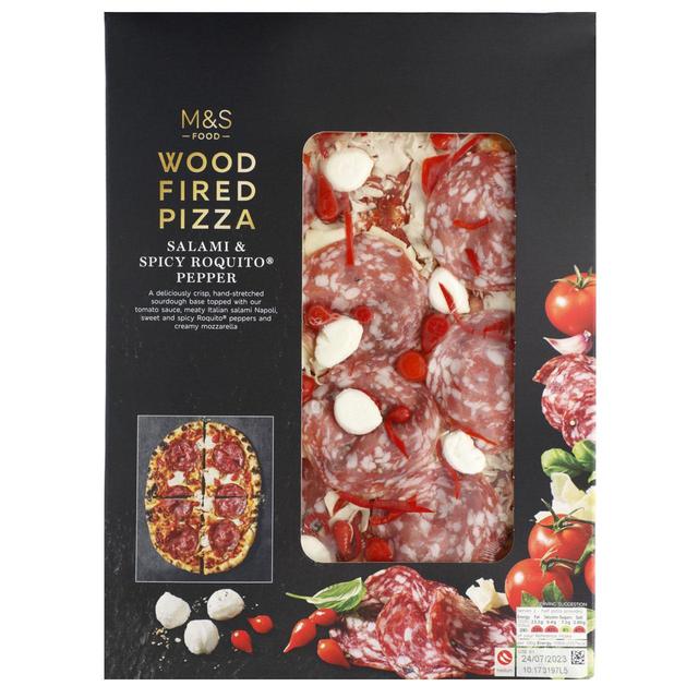 M & S Wood Fired Pizza With Italian Salami & Spicy Roquito Pepper, 430g