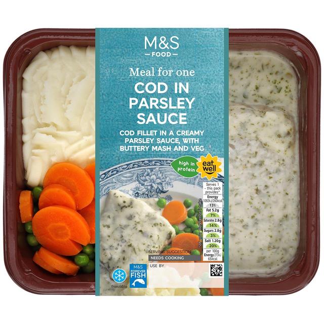 M & S Cod in Parsley Sauce With Mash, Peas & Carrots, 400g