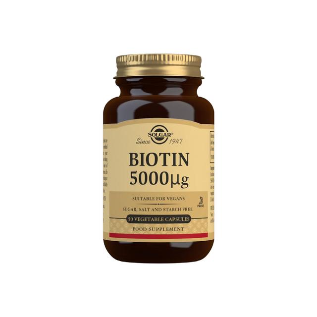 Solgar Biotin Vegetable Capsules 5000ug, 50 Per Pack