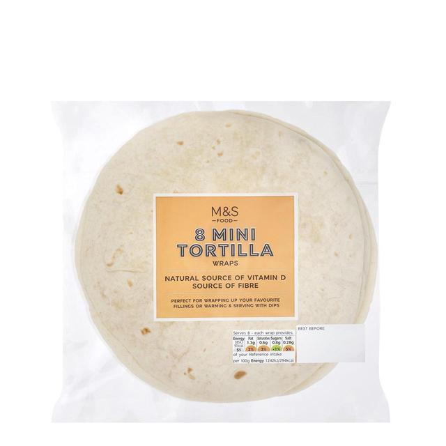 M & S Mini White Tortilla Wraps, 8 Per Pack