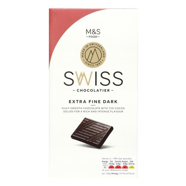 M & S Extra Fine 72% Cocoa Dark Chocolate, 125g