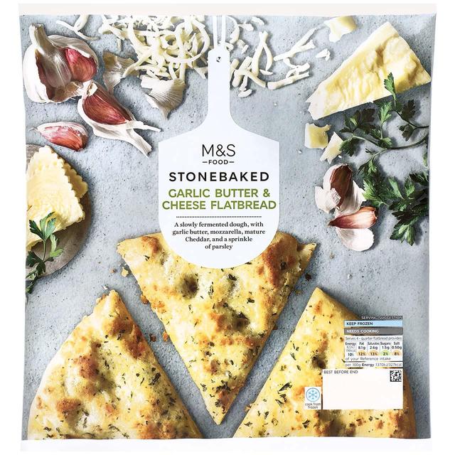 M & S Stonebaked Garlic & Cheese Flatbread Frozen, 240g