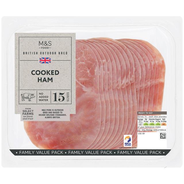 M & S British Sliced Ham, 300g