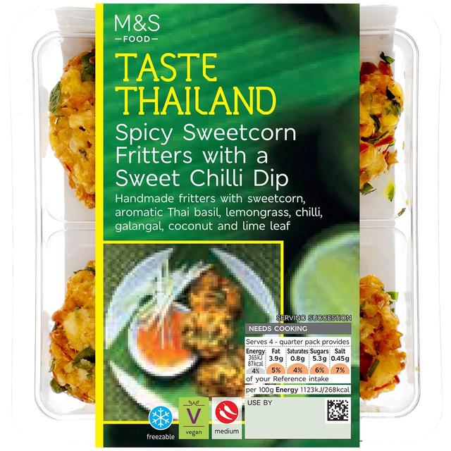 M & S 4 Spicy Sweetcorn Fritters, 130g