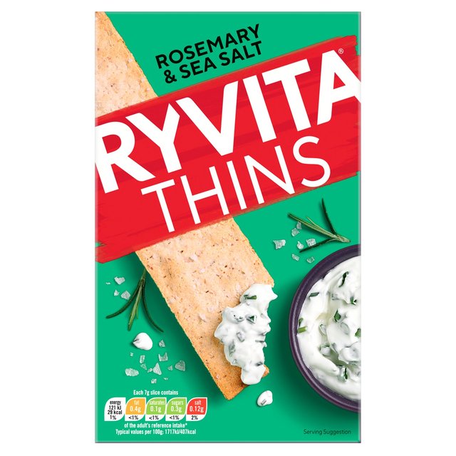 Ryvita Thins Rosemary & Sea Salt Flatbread Crackers, 125g