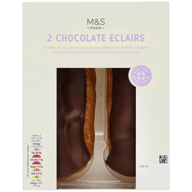 M & S 2 Chocolate Eclairs, 2 Per Pack