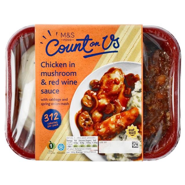 M & S Count On Us Chicken in a Mushroom Red Wine Sauce, 400g