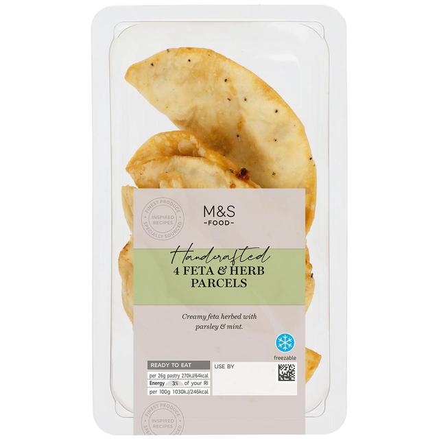 M & S Handcrafted Feta & Herb Parcels, 4 Per Pack