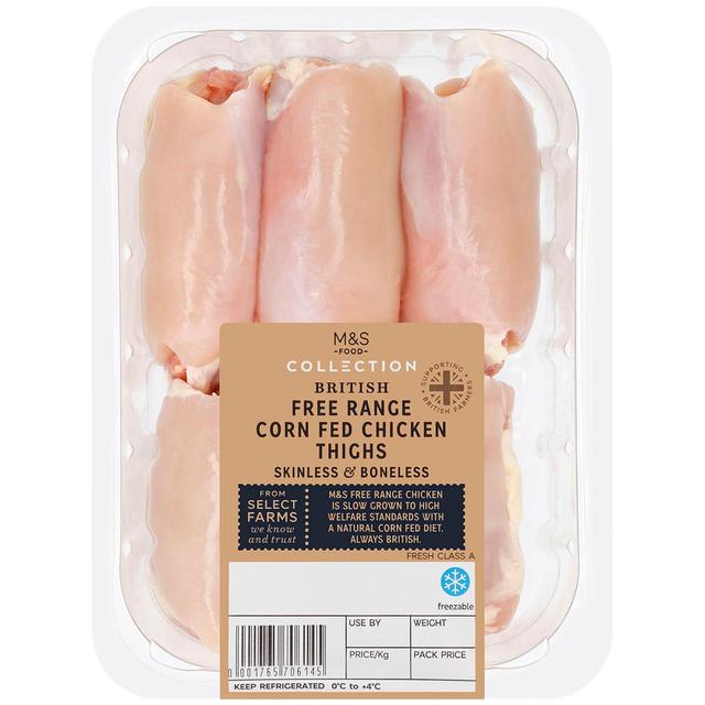M & S Select Farms Free Range Chicken Thighs Skinless & Boneless, Typically: 400g