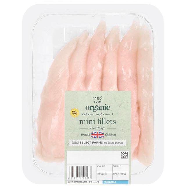 M & S Organic Free Range Mini Chicken Fillets, Typically: 275g